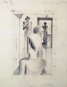 Figuren in een kamer door Oskar Schlemmer